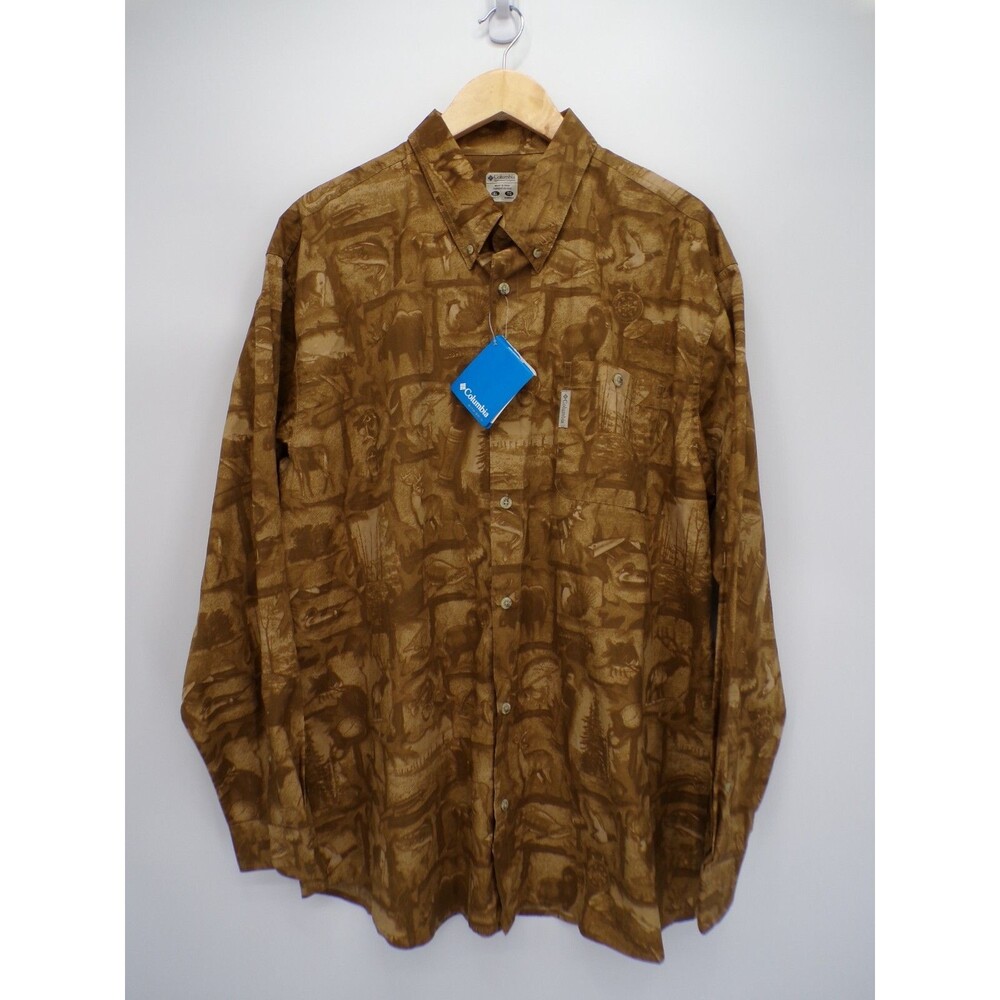 New Columbia PHG Mens Button Shirt Deer Elk Fish Moose Duck Print Hunting XL